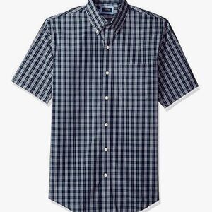 Arrow 1851 Men's Hamilton Poplin Short Sleeve Button Down Plaid